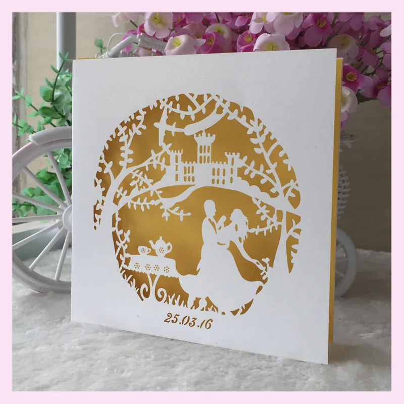 50 шт./лот шикарный дизайн украшение для свадебной вечеринки лазерная резка