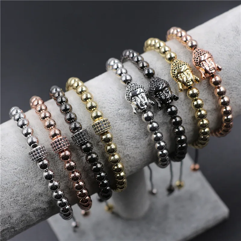 2017 Модная медная оплетка из бусин и микрофианита браслет макраме для мужчин