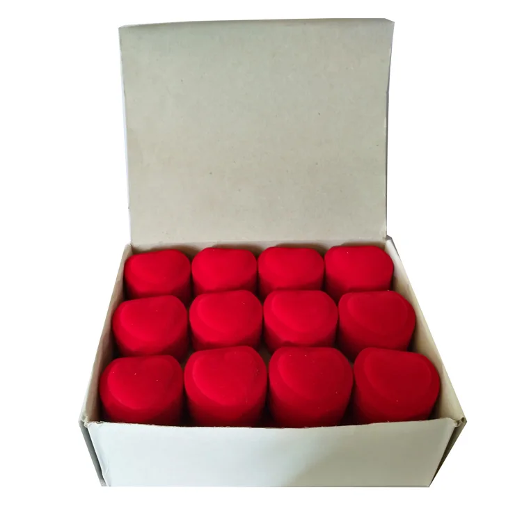 

2017 New Romantic Jewelry Display Box Red Velvet Valentine's Day Birthday engagement Heart Shape Ring Gift Boxes 1500pcs