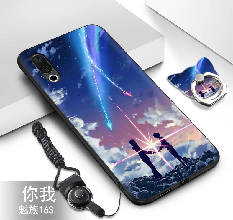 Чехол для Meizu 16 s силиконовые Роскошные Симпатичные из мягкого ТПУ чехол + ремешок