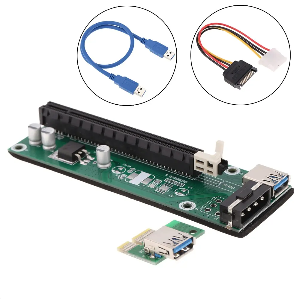 Плата расширения PCI E Express 1x до 16x USB 3 0 адаптер с кабелем питания SATA кабель для