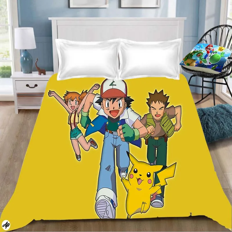 15 1 шт Покемон мультипликационным рисунком «Pokemon Go» с рисунком из аниме простыня с печатным рисунком из мультфильма аниме Покемон, одеяло, покрывало для детской комнаты Простыня(без наволочка - Цвет: 15