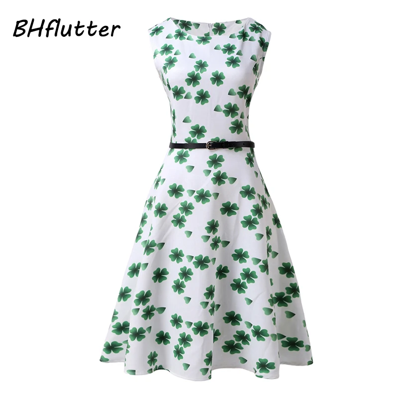 BHflutter Women Dress New Arrival 2017 Floral Print Sleeveless Summer Dresses Ladies Ball Gown Vintage Party Vestidos | Красота и