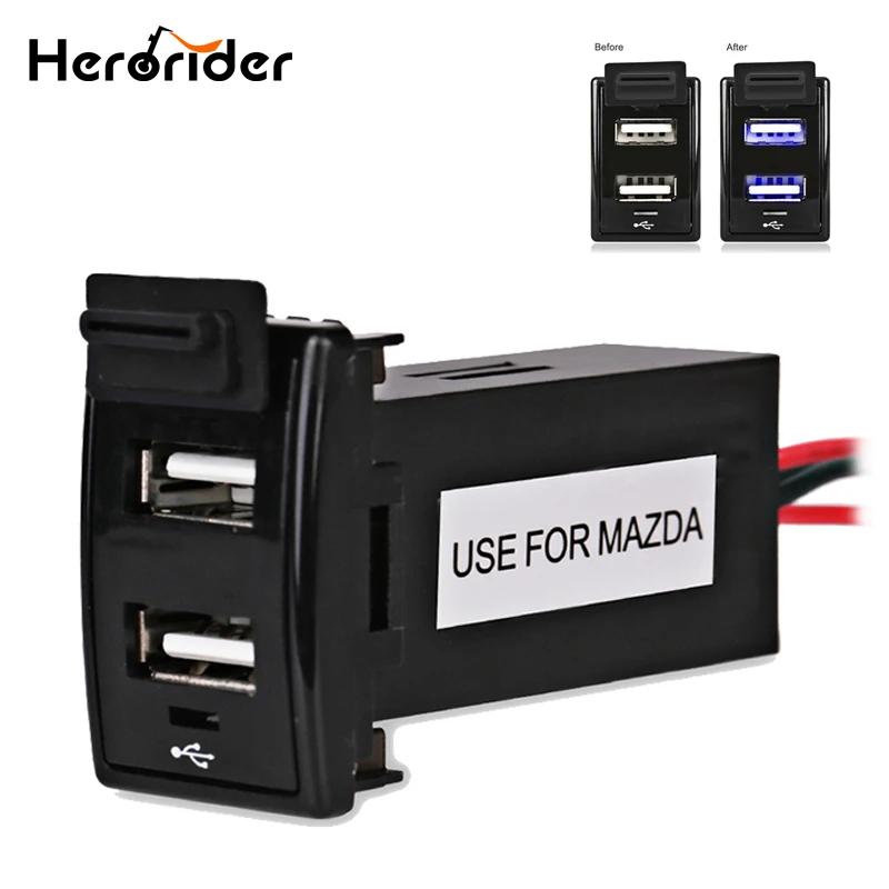 Автомобильное зарядное USB-устройство Herorider с двумя USB-портами | Автомобили и