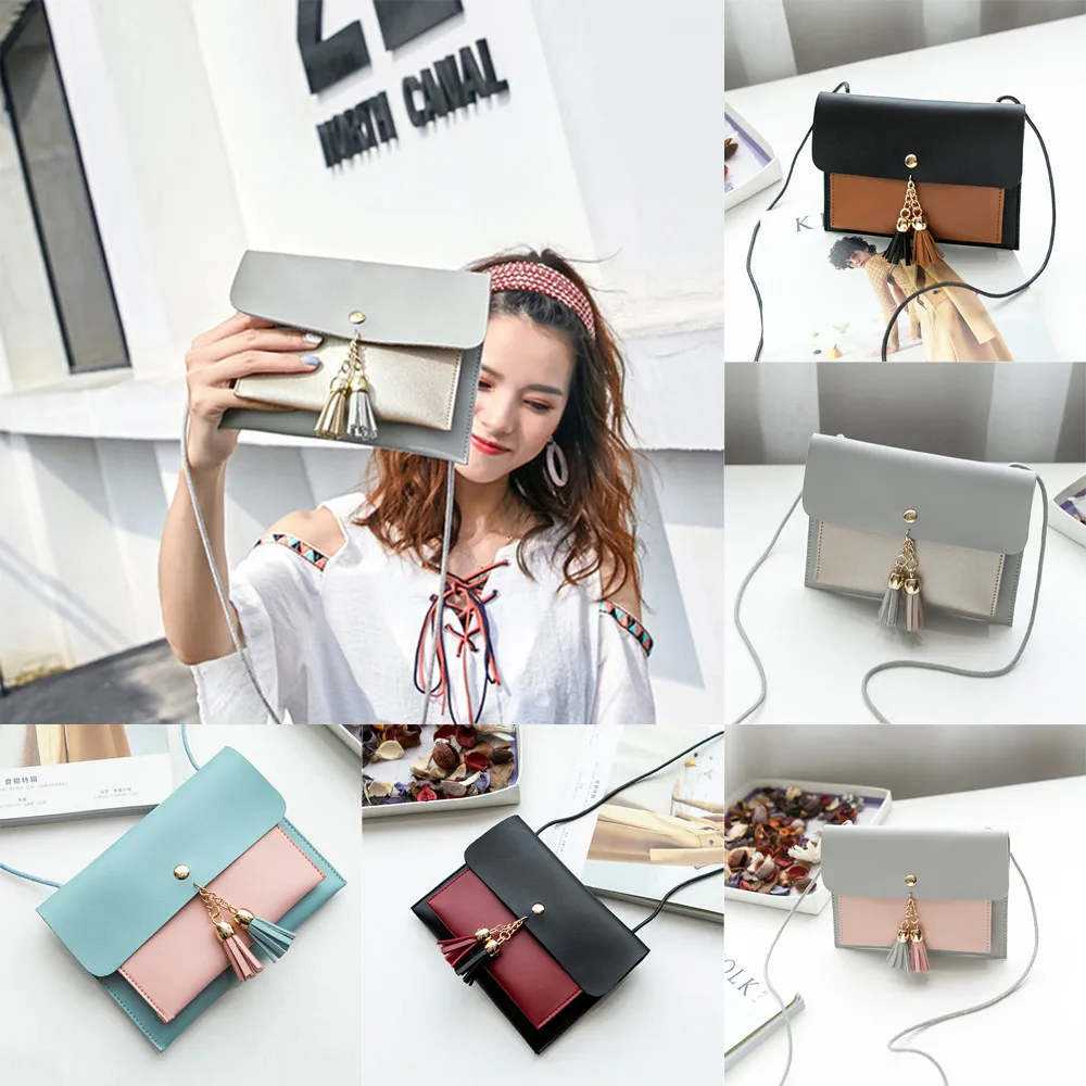 Для женщин мода двойной складной верх Ленточки Crossbody сумка на ремне телефон