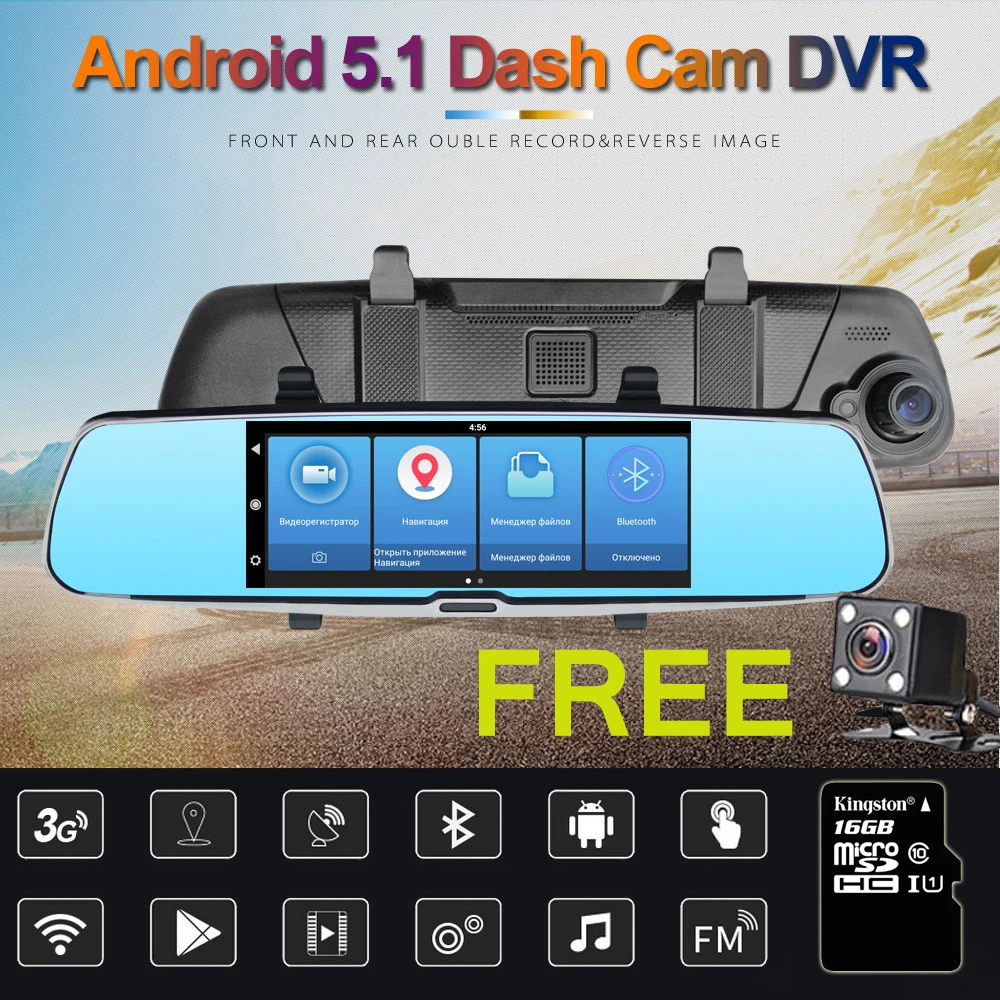 Ритм 3g 7 &quotавтомобильный dvr зеркало камера Android 5 0 Wi Fi gps Full HD 1080p видео регистраторы
