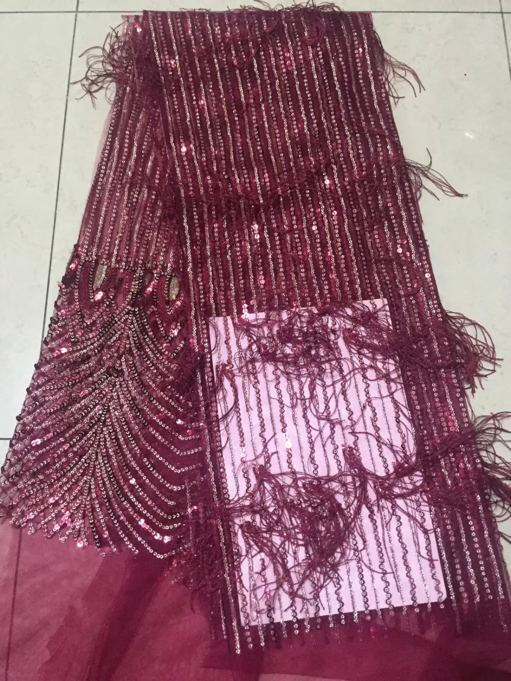 

New Tassels 3D Sequins French Net Lace,High Quality Nigerian African Tulle Mesh Lace Fabric For Party Wedding Dress 5yards/lot