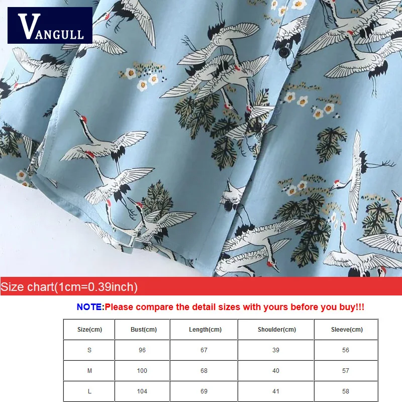 Crowned crane blouse women tops swan birds print shirt blouses 2018 new long sleeve shirts sky color chemise femme blusa |