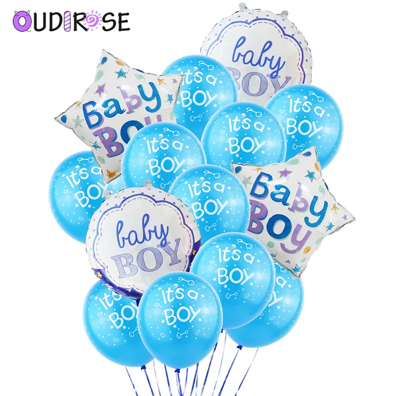 OUDIROSE 14 шт. 12 дюймов 18 латексная Фольга Воздушный шар для Бэйби Шауэр девочка 1 й