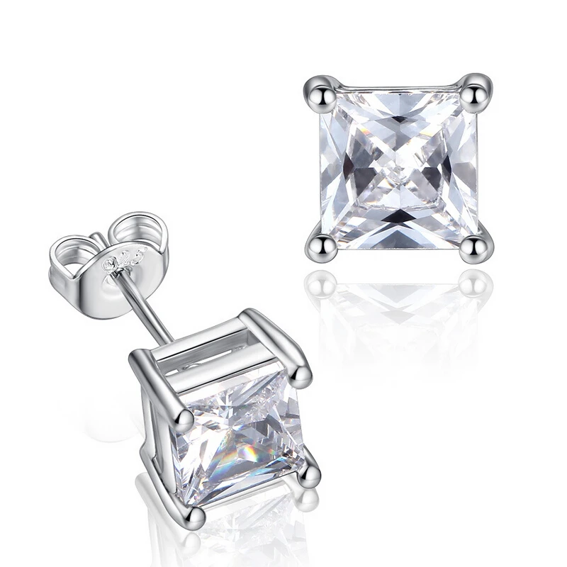 Модные квадратные серьги-гвоздики с фианитами для мужчин и женщин Бесплатная