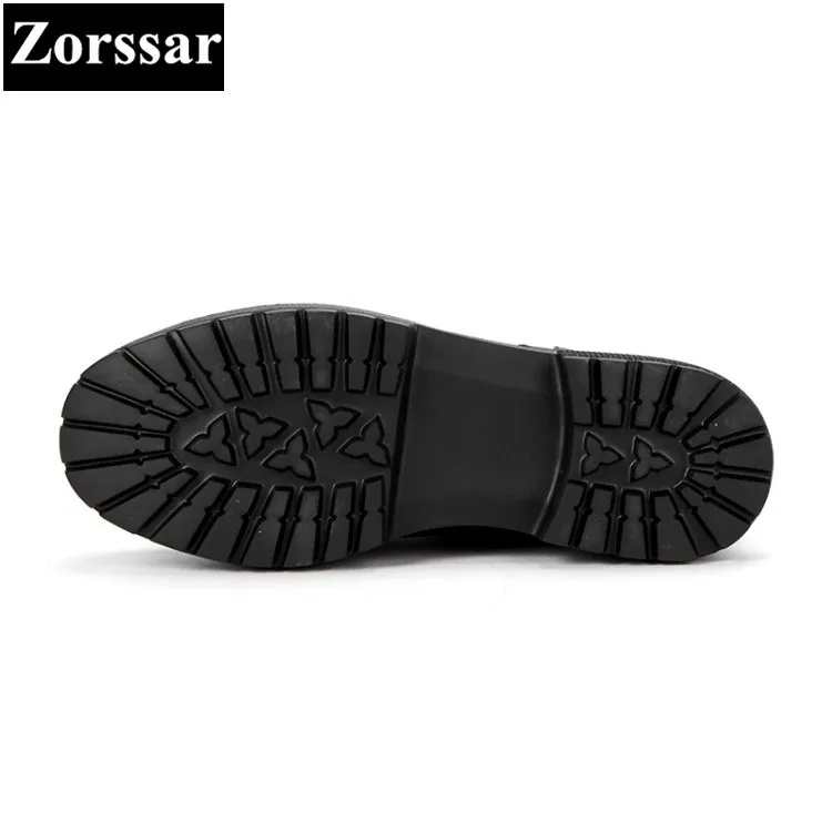 {Zorssar}/ г.; зимняя женская обувь; модные кожаные ботильоны в байкерском стиле; женские повседневные Полуботинки на платформе и высоком каблуке со шнуровкой