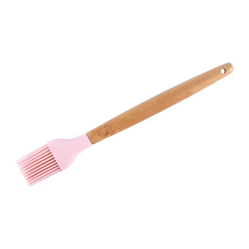 Brush Pink 1 шт. силиконовая деревянная ложка для супа, лопатка, щетка, скребок, паста, сервер, яичный венчик, кухонные инструменты, кухонные принадлежности, зеленый/черный - Цвет: Brush Pink