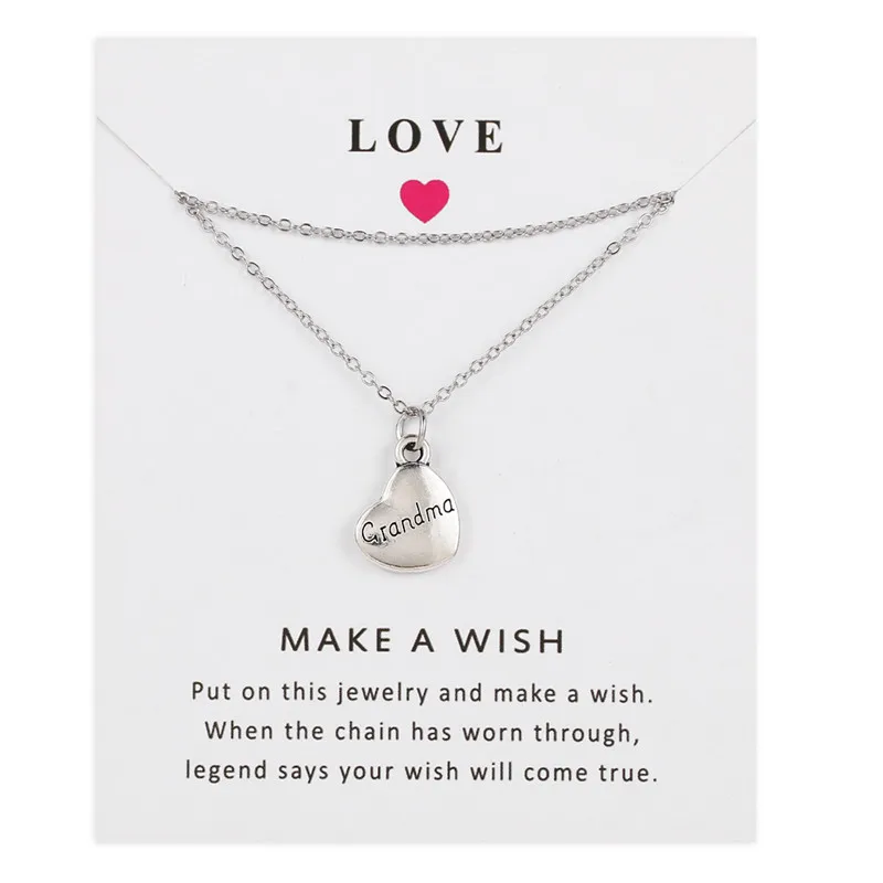 Модное ожерелье с кулоном для членов семьи надписью Wish Card семейного сбора