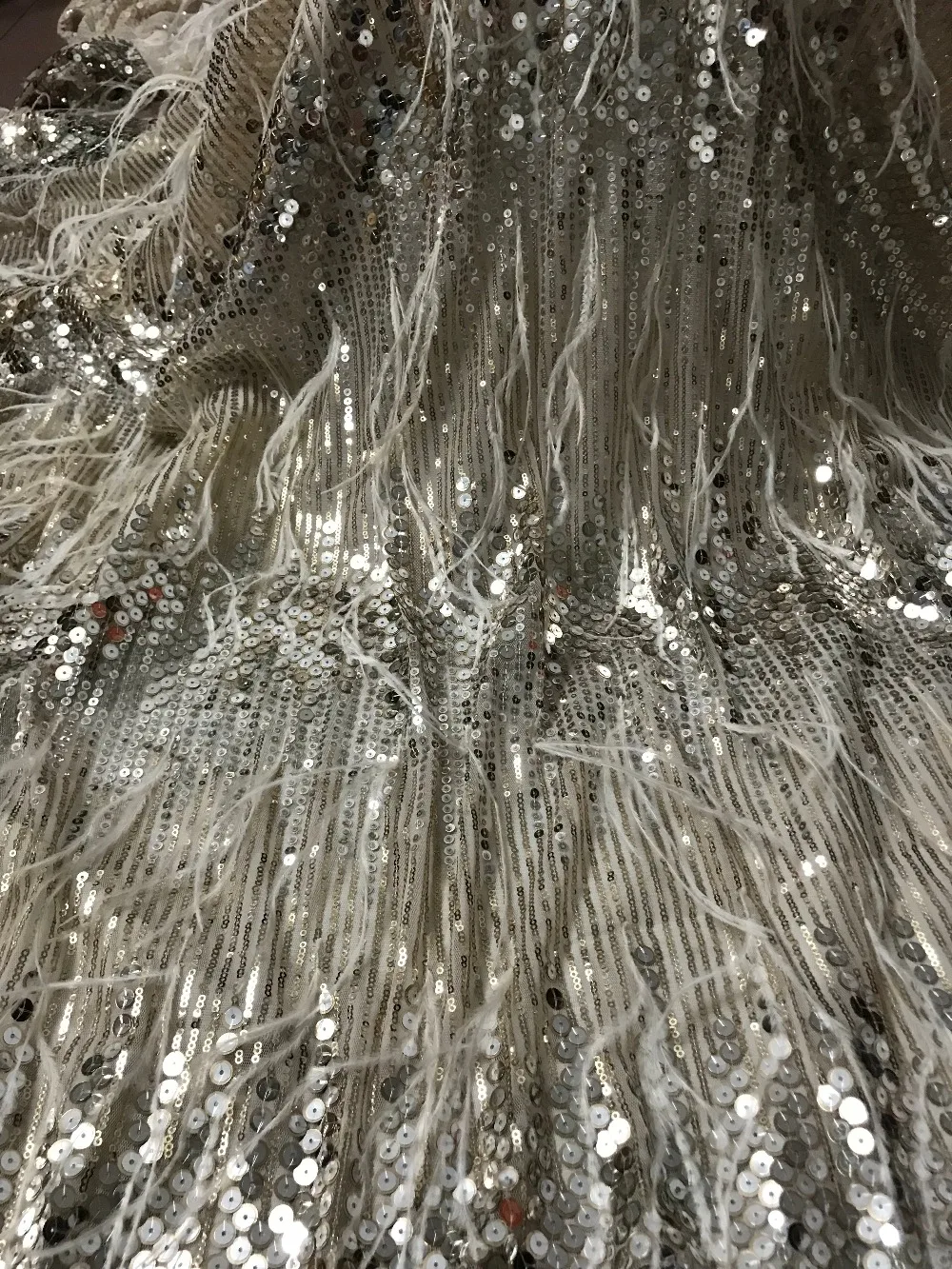 Nigerian french net Lace Anan-10774 Embroidered Cord Fabric with sequins for bridal dress | Дом и сад