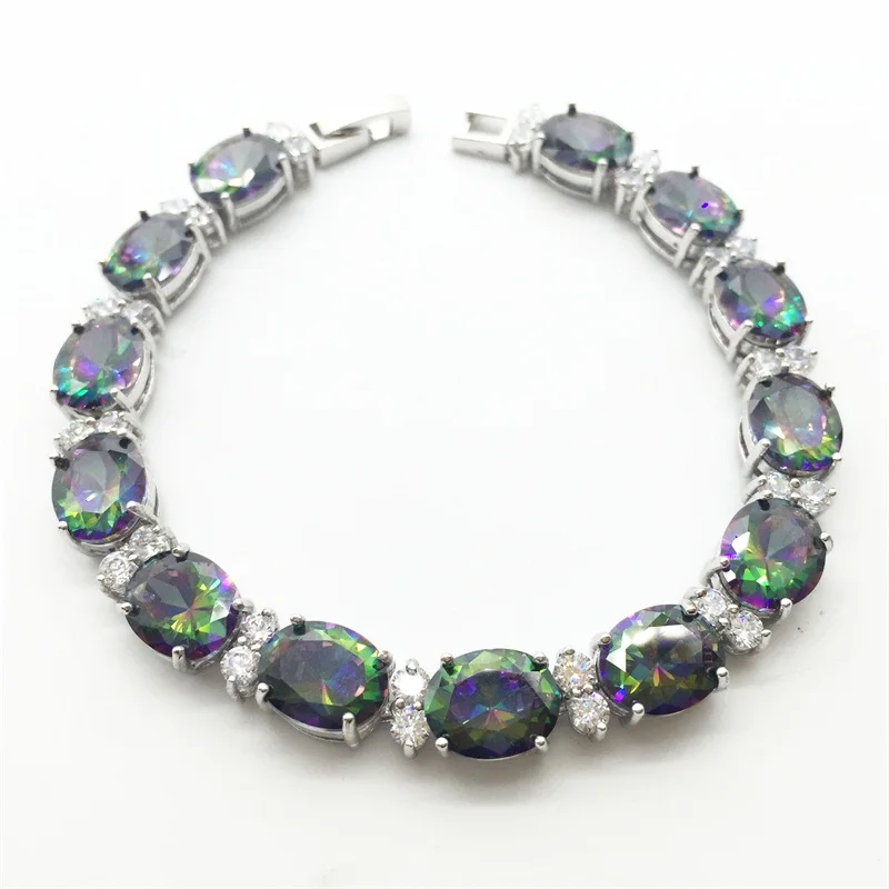 Brilliant Fine jewelry Wholesale &amp Retail ! Round Rainbow Mystic Silver Filled fashion bracelets bangles | Украшения и