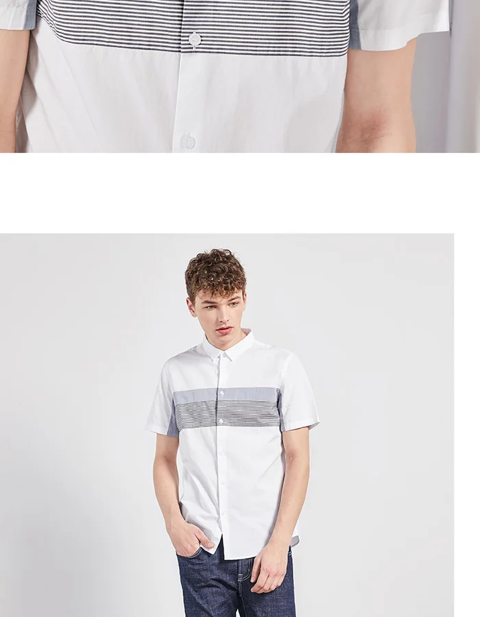 SEMIR, мужская рубашка с коротким рукавом,, летняя, новая, цветная, контрастная, сшитая, повседневная, хлопковая рубашка, Корейская