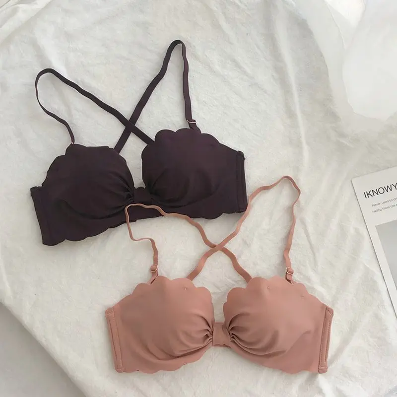 Бесшовные бюстгальтеры нижнее белье 2019 новые милые корейские модные однотонные