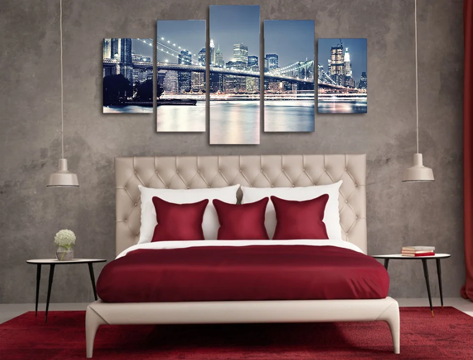 

HD Printed brooklyn bridge at night Painting Canvas Print room decor print poster picture canvas Free shipping/ny-4519