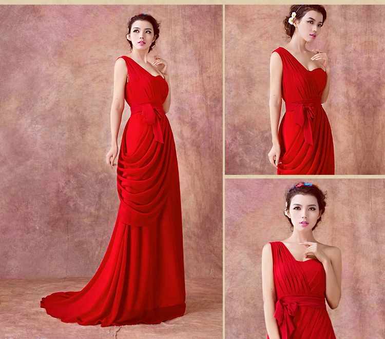Chiffon One Shoulder Beading Red Graceful Prom Dress Wholesale FY20148062 | Свадьбы и торжества