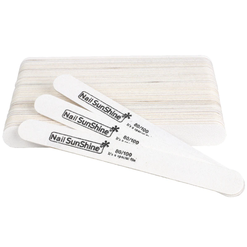 

20pcs Wooden Nail File White Sandpaper Nail File for gel nails 80/100 Manicure Strong Thick Sanding Buffs Buffing Nail Care Tool