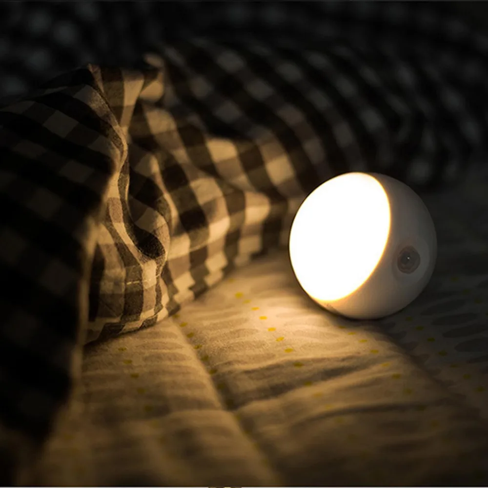 100% Brand New High Quality USB Night Light Corridor Bathroom Bedroom Intelligent Body Sensor Bedside Lamp Drop Shipping | Лампы и