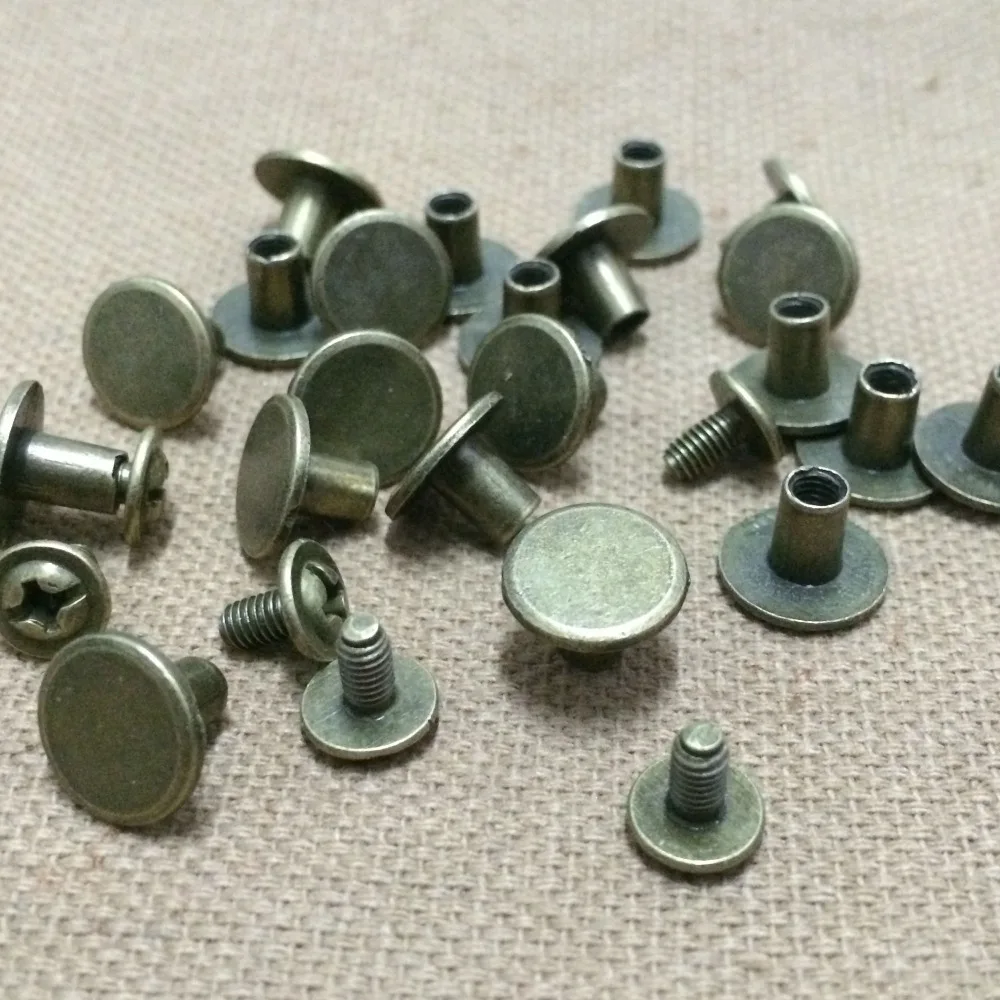 Круглые металлические плоские штифты античные бронзовые 10x7 мм заклепки конусные