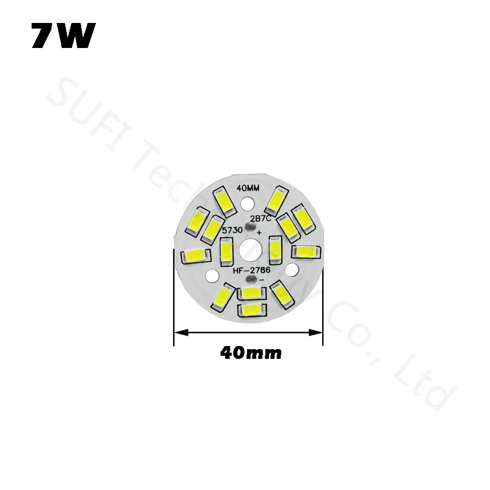 7W Высокая мощность, 3 Вт, 5 Вт, 7 Вт, 9 Вт, 12 Вт, 15 Вт, SMD5730, яркий светильник, светодиодный светильник, панель для потолка, точечный светильник, светильник-вспышка, PCB, светодиодный - Испускаемый цвет: 7W
