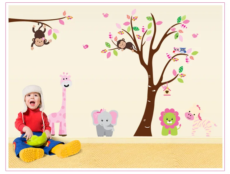 Съемная виниловая наклейка с изображением совы тигра и животных|Наклейки на