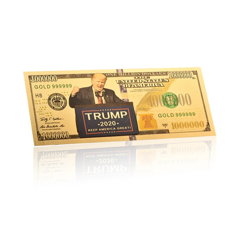 Цветная банкнота US 1 Million Dollar Дональд Трамп 2020 позолоченная поддельные деньги