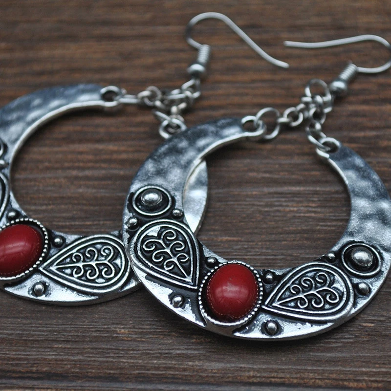 Lovbeafas Модные Браслеты Boho большие висячие серьги для женщин ювелирные изделия Brinco резные винтажные тибетские серебряные Длинные серьги в богемном стиле