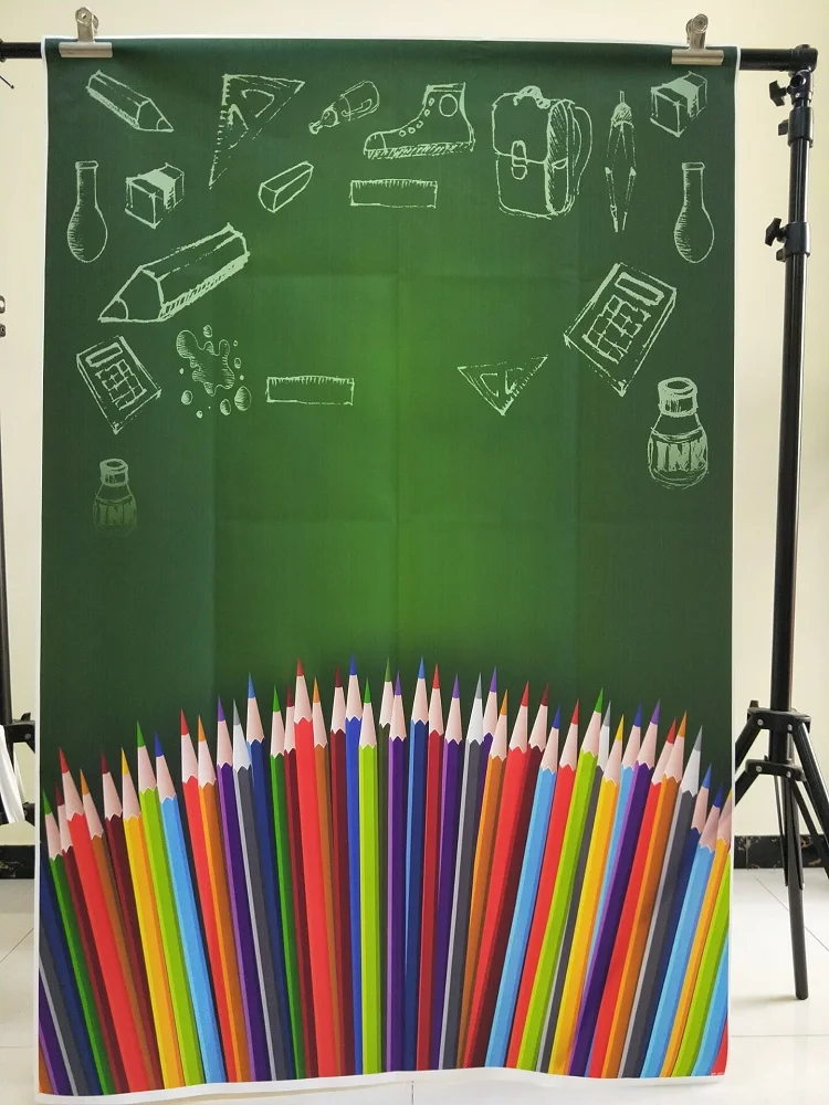 

HUAYI School Backdrop Photography Backdrops Pencil Kids Portrait Customized Photo Background Photocall Photo Studio Props D-9786