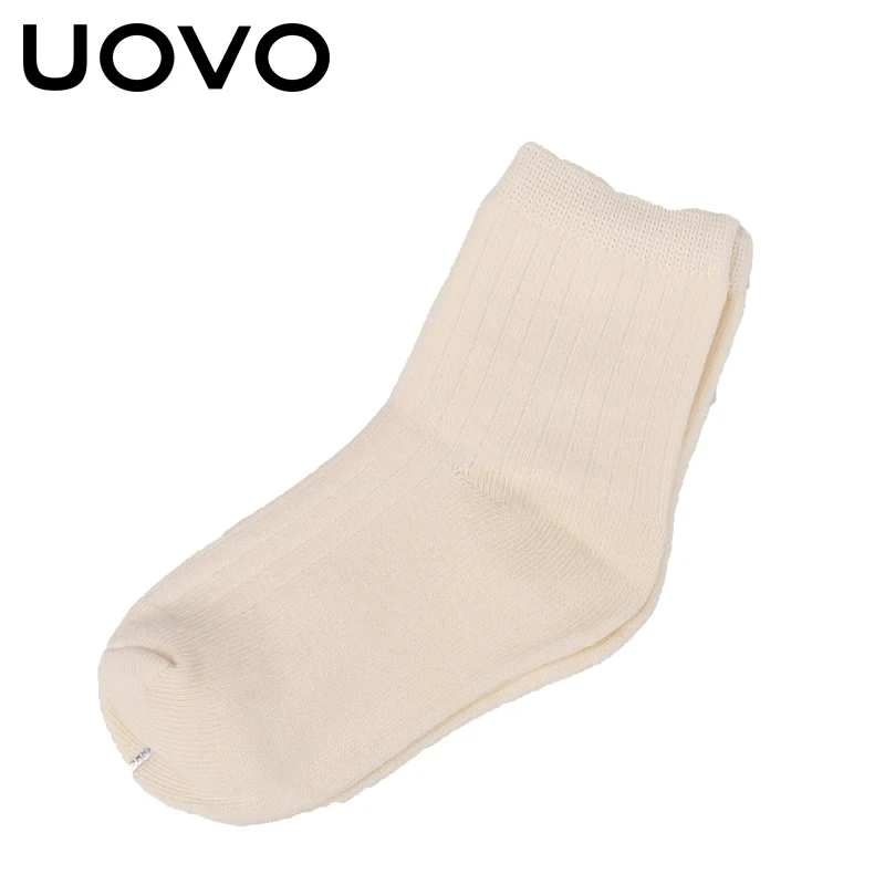 White UOVO/5 пара/лот, детские носки хлопковые носки на осень и зиму однотонные универсальные детские гетры на возраст от 6 до 12 лет - Цвет: White