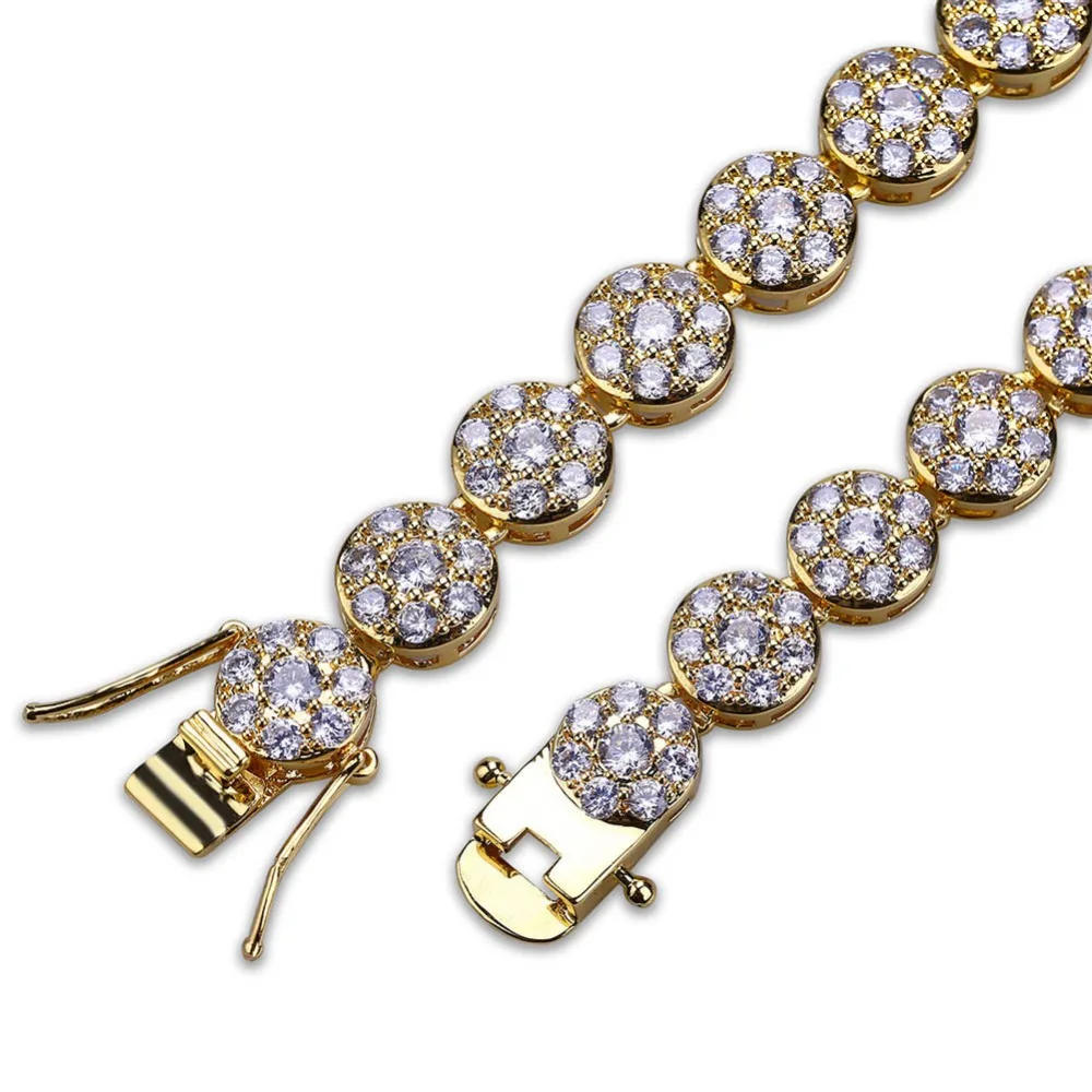 В стиле «хип-хоп» Bling Круглый Кофейные зерна Цепочки и ожерелья цвета: золотистый, серебристый 1 ряд CZ камень теннис цепи Чокеры Цепочки и ожерелья s для Для мужчин ювелирные изделия