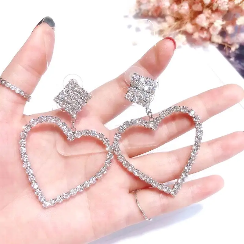 Корейские серьги в форме сердца стразы квадратные геометрические Висячие для