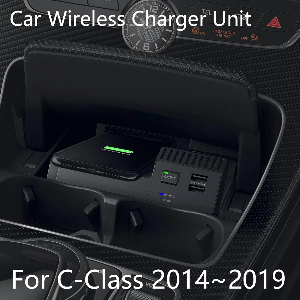Для Mercedes Benz GLC43 2014 ~ 2019 10 Вт Беспроводное зарядное устройство для iphone телефона Android