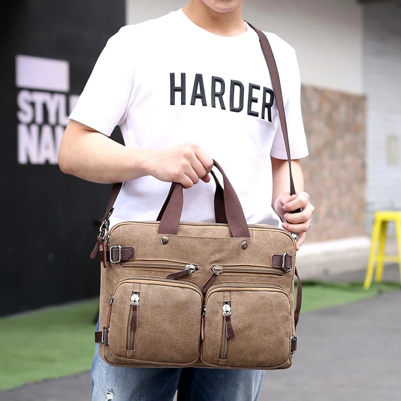 

Messenger bag canvas men's vintage Backpack rucksack Shoulder canvas Laptop bag 14 13.3 13 inch for women