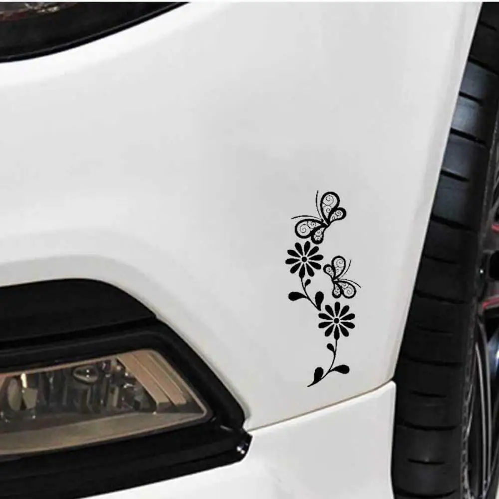Бабочка с цветами дизайн окна автомобиля бампер виниловые наклейки JDM Стикеры