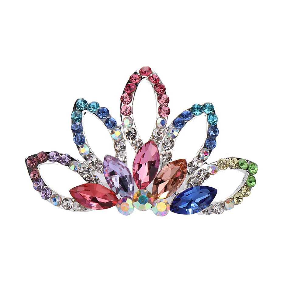 multicolor Модные женские милые цветочные хрустальные корона принцессы из страз волосы гребешок диадема для заколки для девочек шпилька аксессуары для волос - Цвет: multicolor