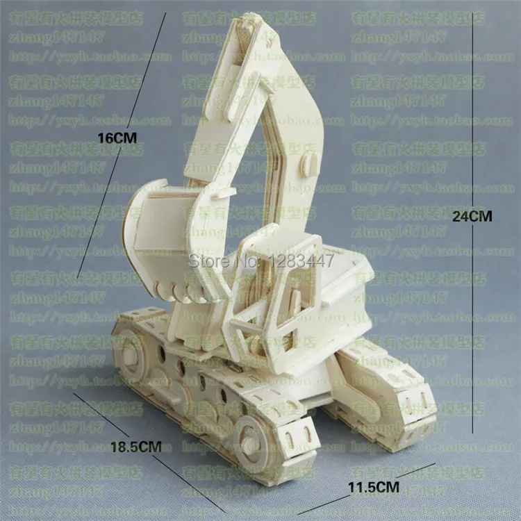 3d three-dimensional wooden Excavator jigsaw puzzle toys for children diy handmade puzzles Series | Игрушки и хобби