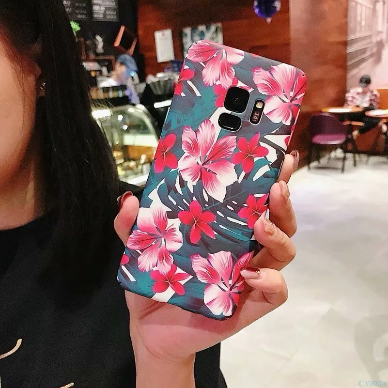 Red Flower Мраморный чехол для телефона samsung Galaxy S7 Edge S8 S9 S10 Plus e Note 8 9 Note9 S10e S9+ жесткий чехол с рисунком - Цвет: Red Flower