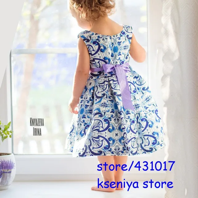 Kseniya/Детские вечерние платья для девочек; Цвет синий детская одежда из хлопка детская одежда детские платья без рукавов для девочек 2-12 лет