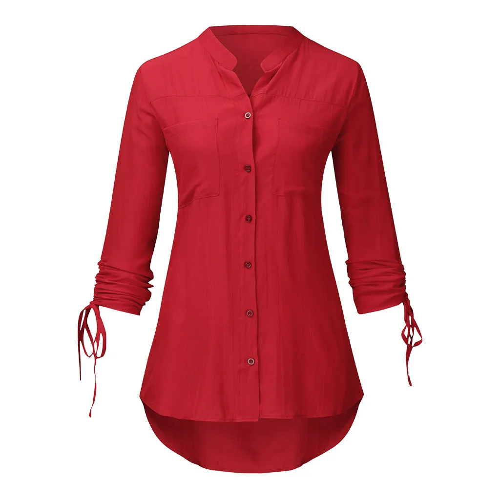 Модная однотонная блузка на шнуровке с узлом женские повседневные свободные