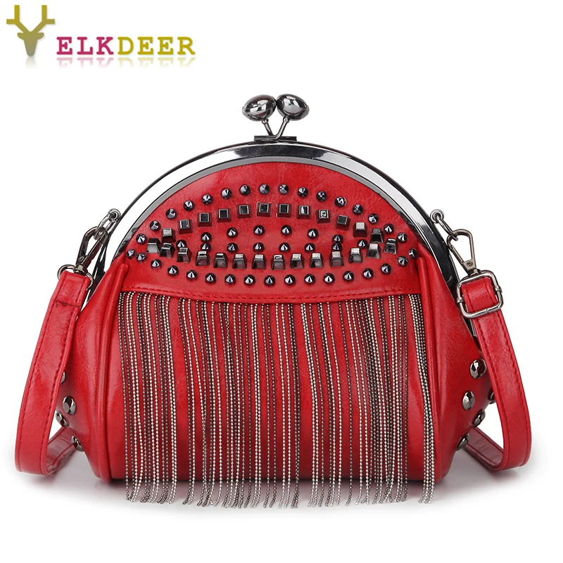 2019 роскошные женские Ретро сумочки с кисточками и заклепками дизайнерские сумки