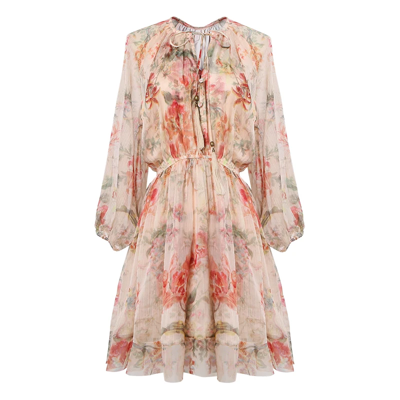 Женское шифоновое платье с цветами весеннее свободное в стиле ретро новинка 2018 |