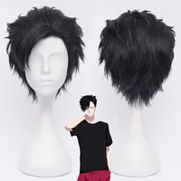 haikyuu 30cm tetsurou kuroo tetsuro short black styled synthetic hair cosplay wig heat resistance costume wigs