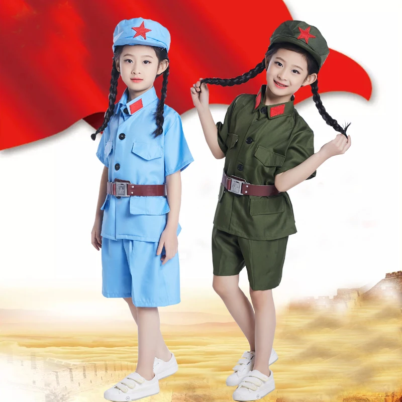 Дизайн, Китайская Красная армейская одежда для детей, косплей, военная форма для девочек и мальчиков, красный армейский костюм сценический костюм