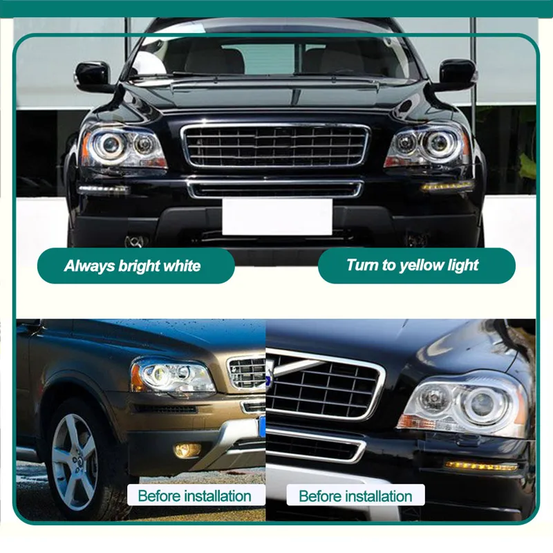 Roadot светодиодные дневные ходовые огни для Volvo XC90 2007 2008 2009 2010 2011 2012 2013 Габаритные с