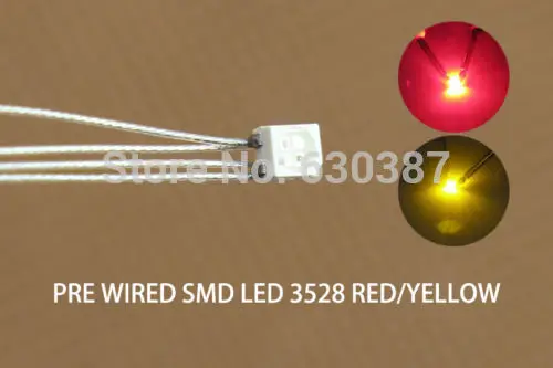 

DT3528RY 20pc Pre-soldered litz wired leads Bi-color RED/YELLOW SMD Led 3528 NEW