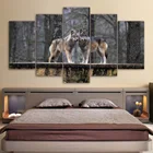 Настенные картины с рамкой, Современное украшение для дома, 5 панелей, животные, волк, гостиная, холст, HD печать, картина, Куадрос, модульный постер
