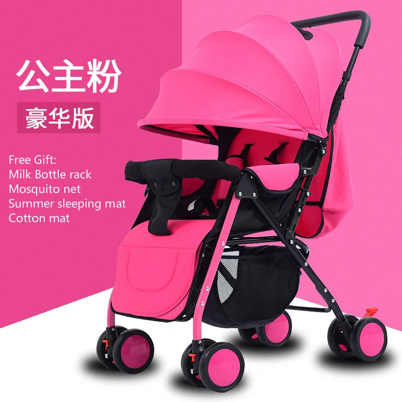Pink A Детская коляска-коляска, стул для сидения и откидной портативный складной легкий четырехколесный детский ТРОЛЛЕР - Цвет: Pink A